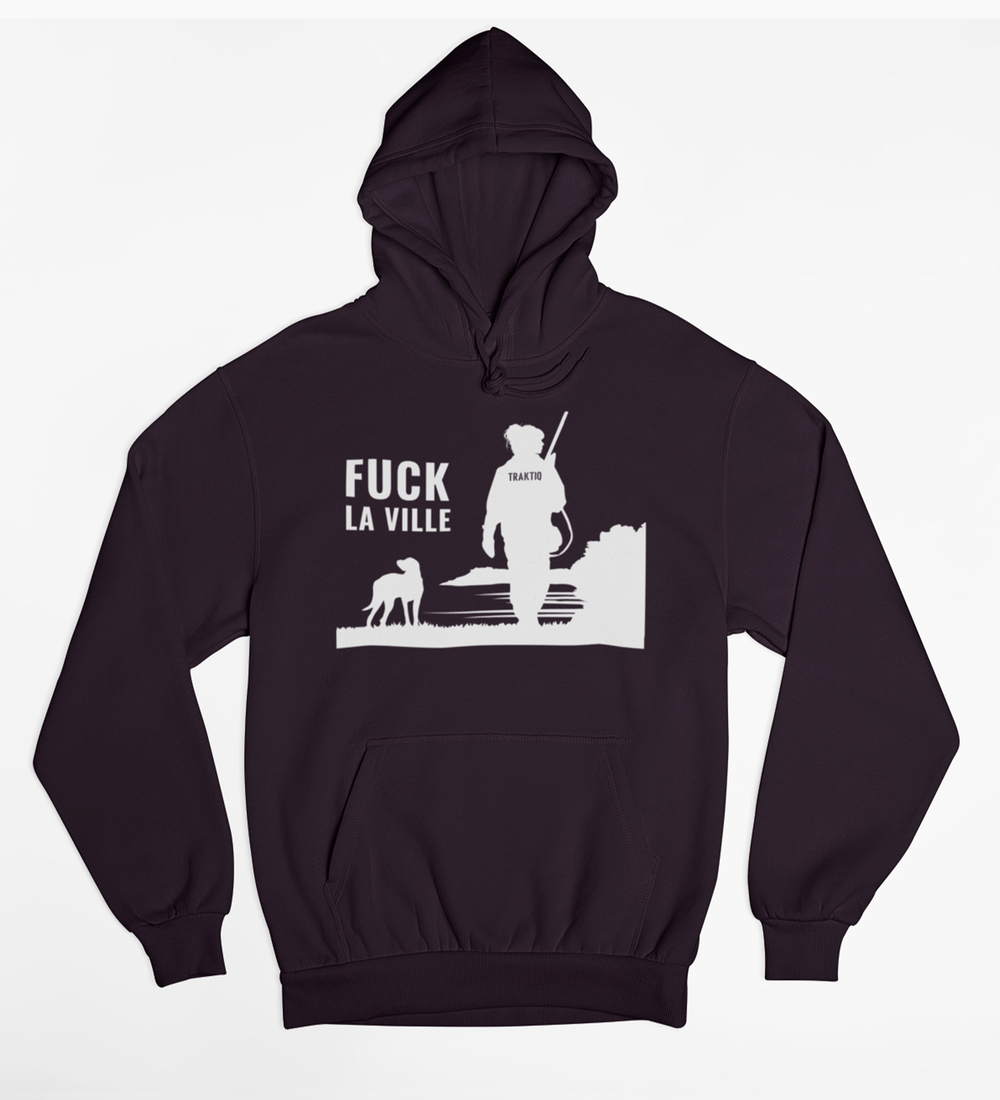 Molleton à capuchon noir unisexe logo FLV femme chasse
