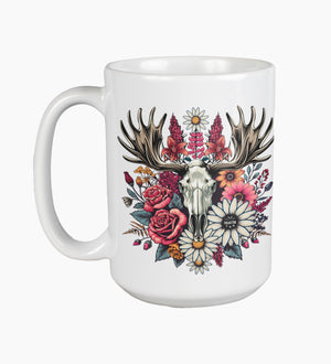 Tassé à café - Crâne orignal avec fleurs