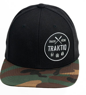 Casquette Noir visière platte noire et camouflage Traktiq