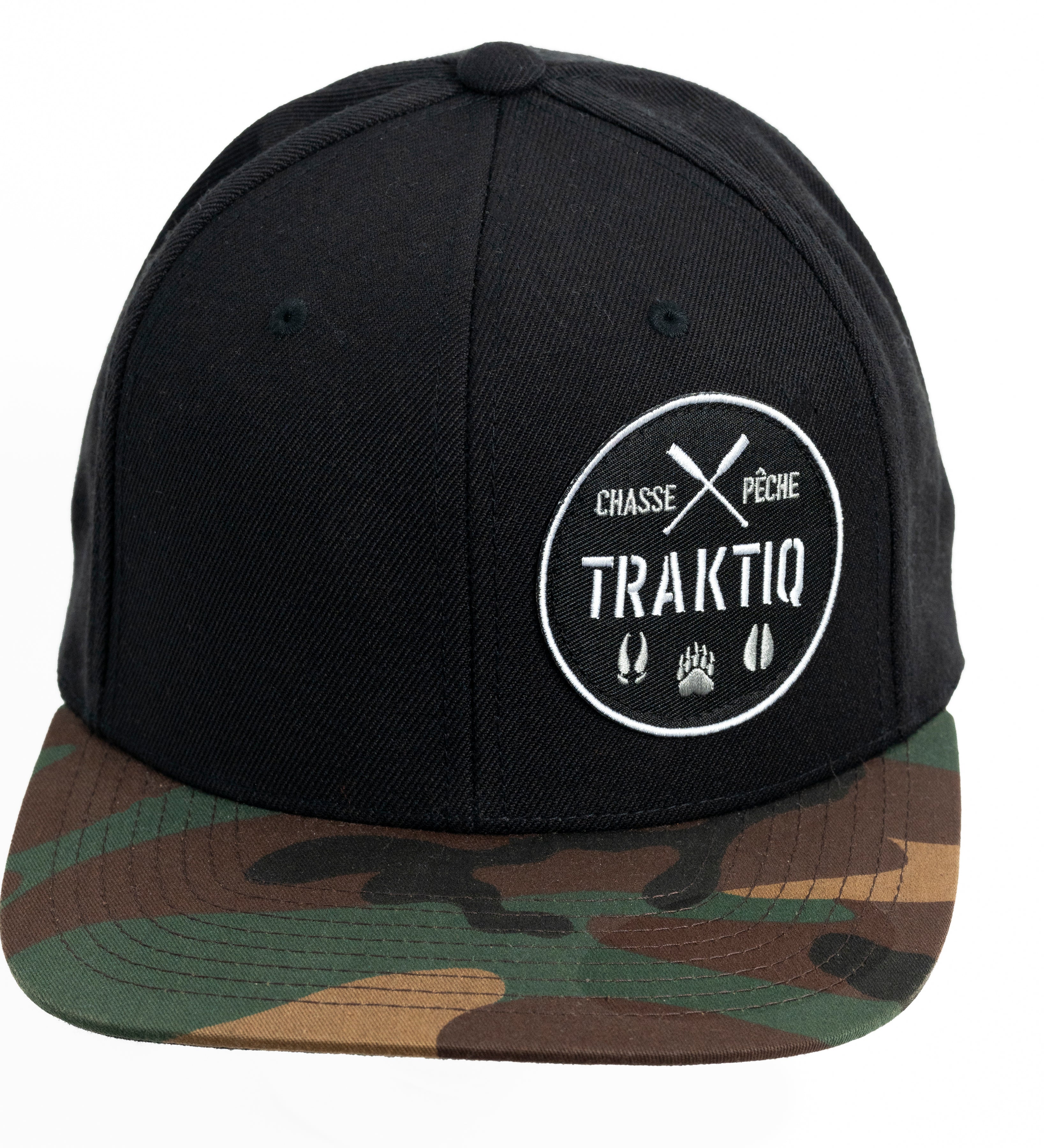 Casquette Noir visière platte noire et camouflage Traktiq