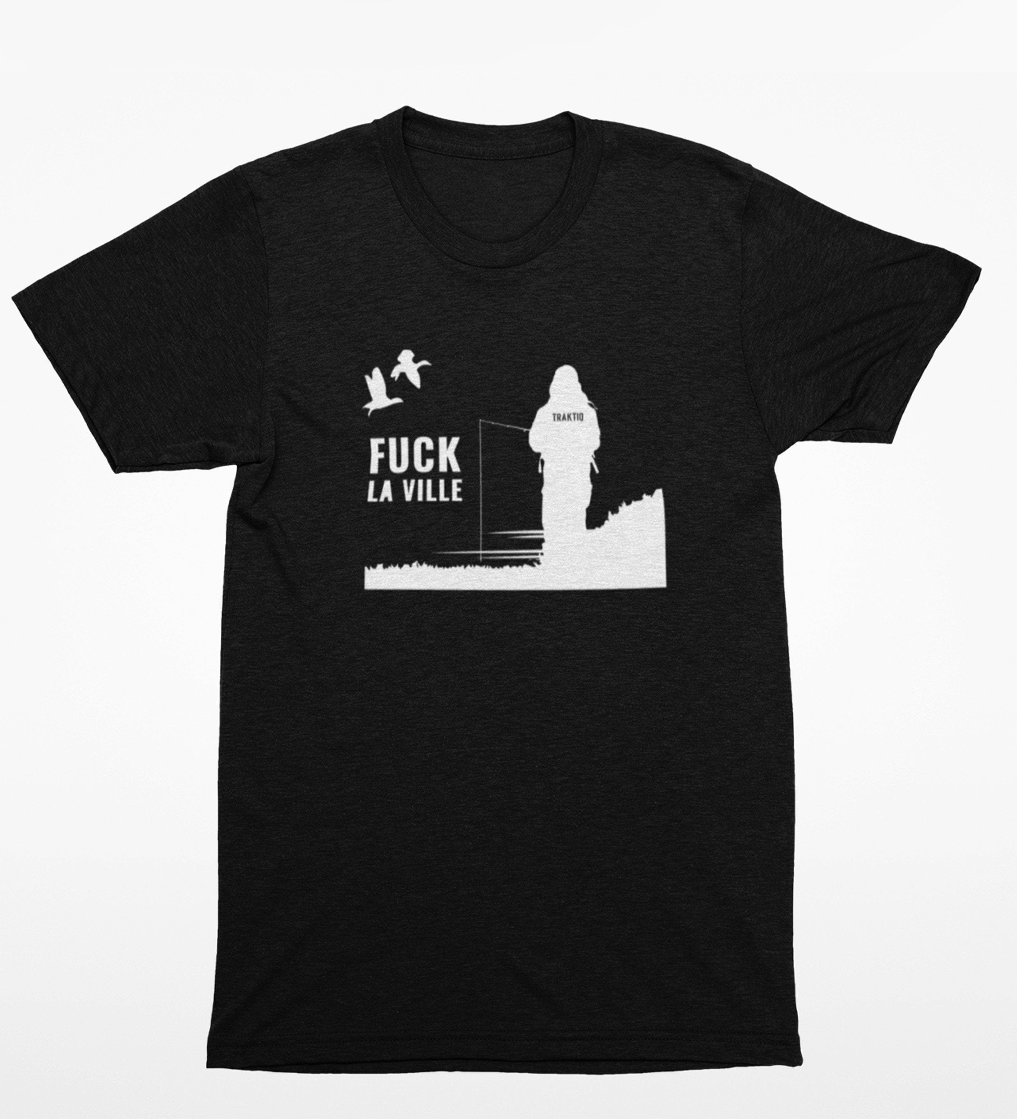 T-Shirt noir - femme Fuck La Ville - pêche