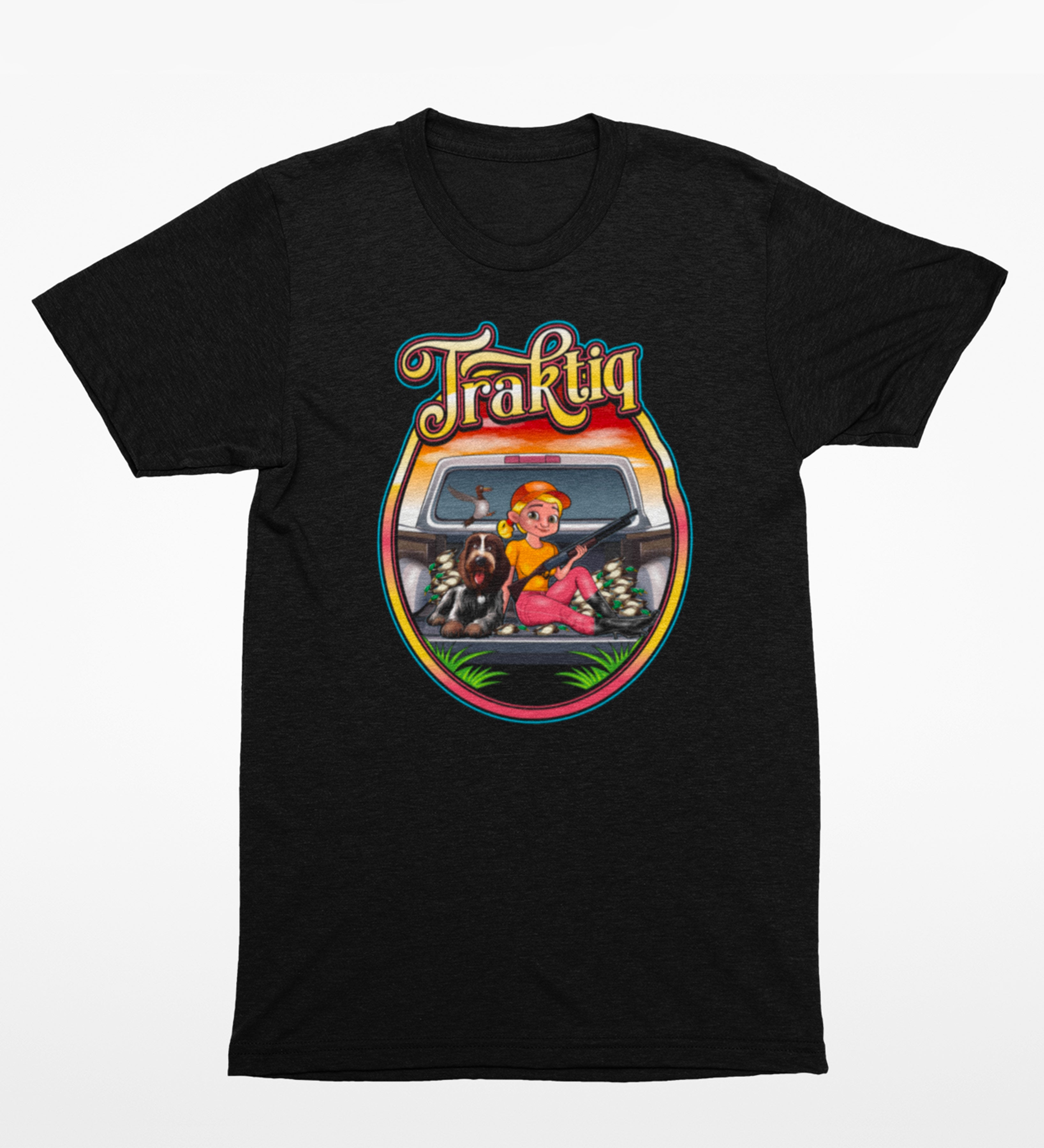 T-Shirt noir - enfant - mini chasseuse et son compagnon