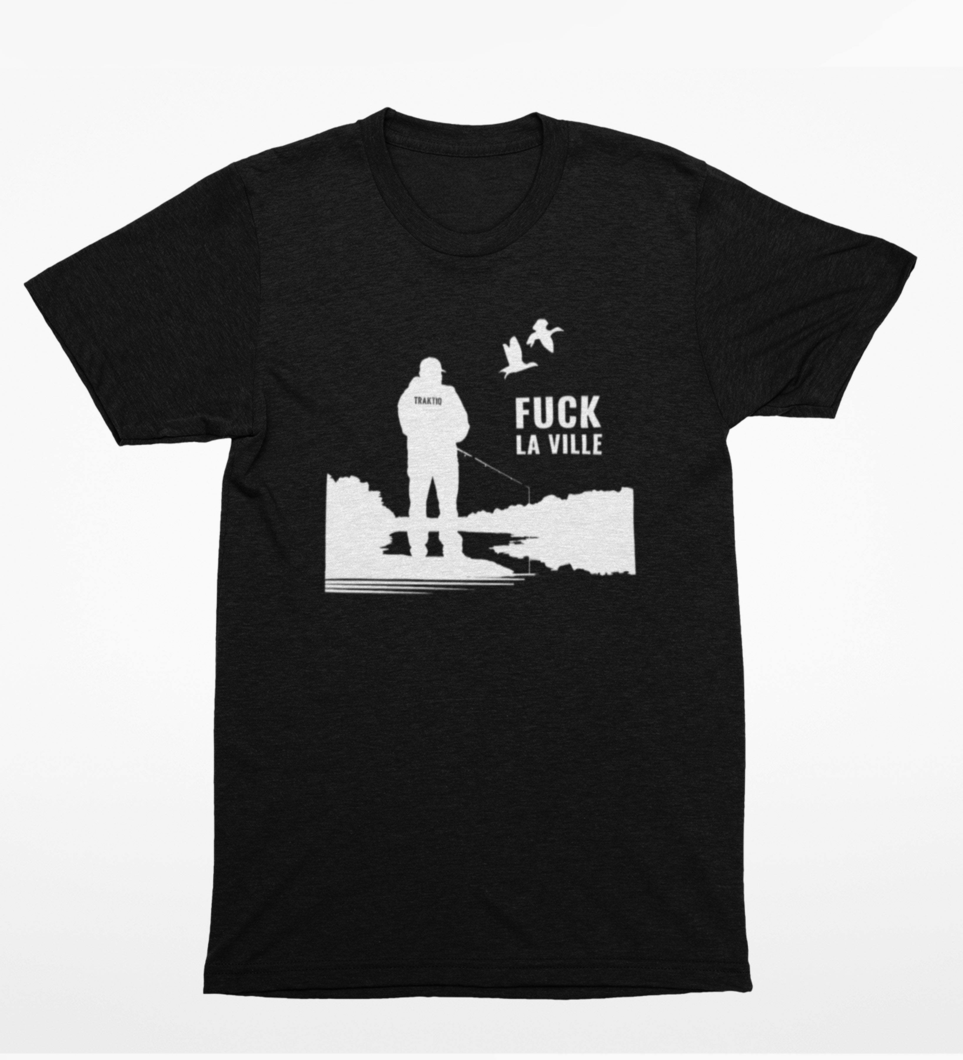 T-Shirt noir - homme - Fuck la ville - Pêche