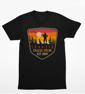 T-Shirt noir - homme - Chasseur avec chien
