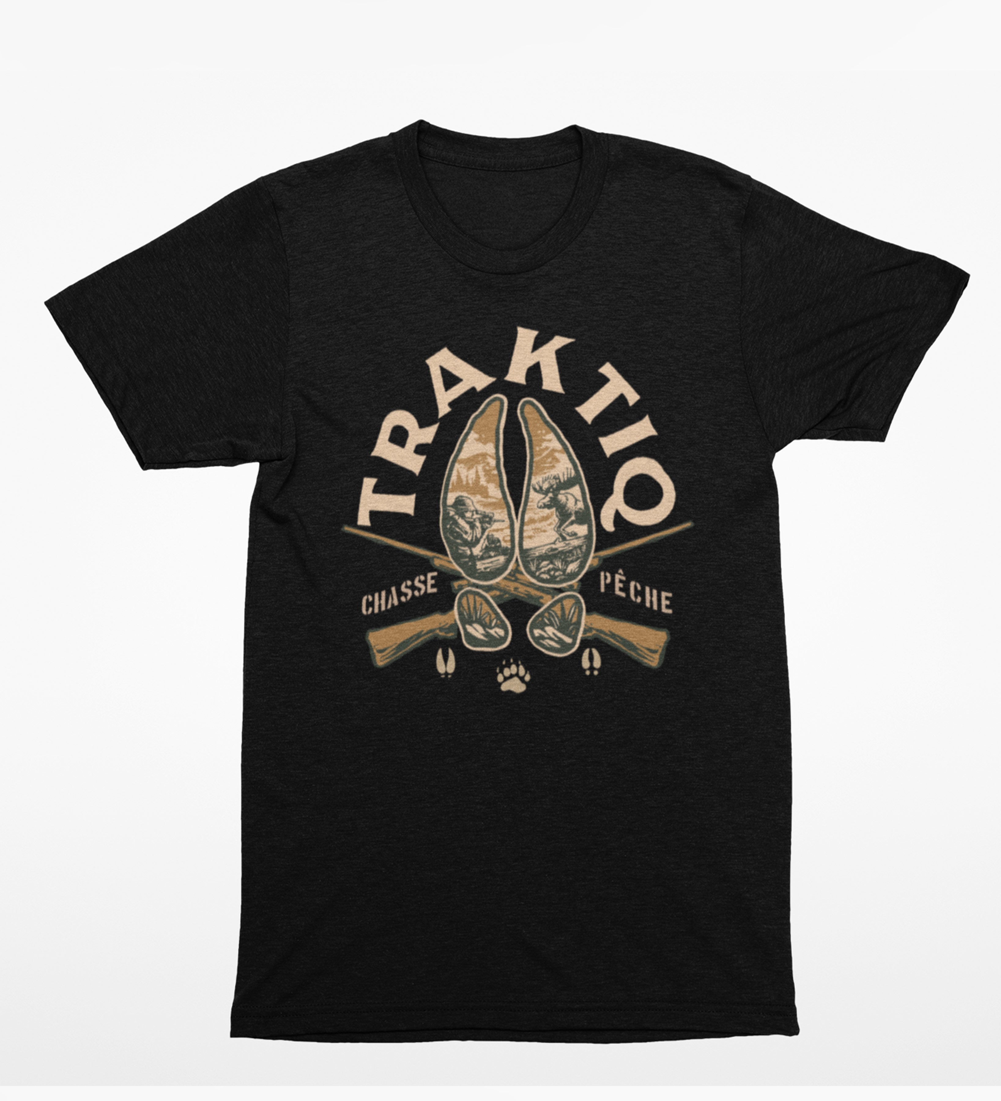 T-Shirt noir unisexe trace d'orignal