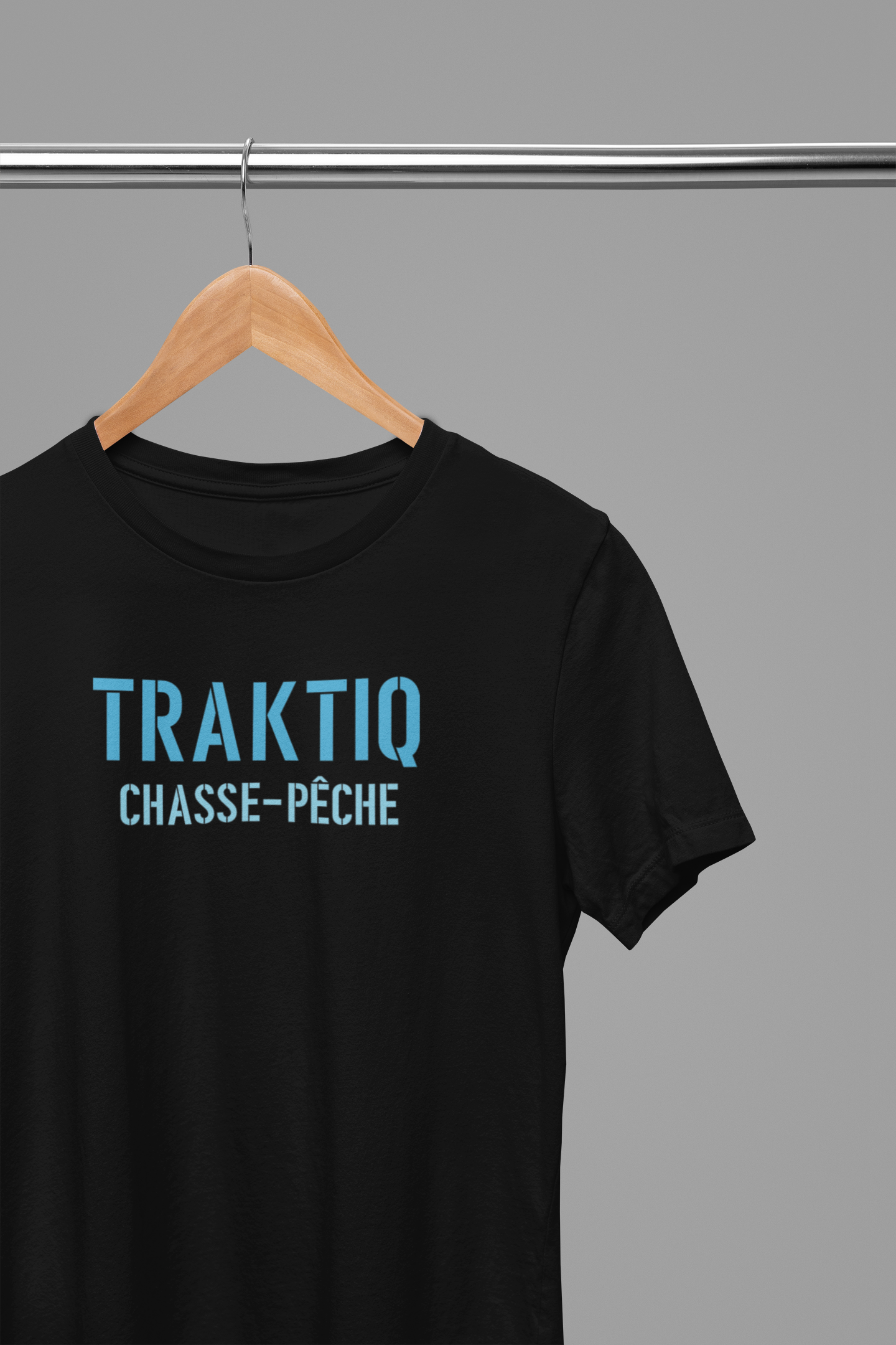 T-Shirt noir unisexe voyage de chasse bleu